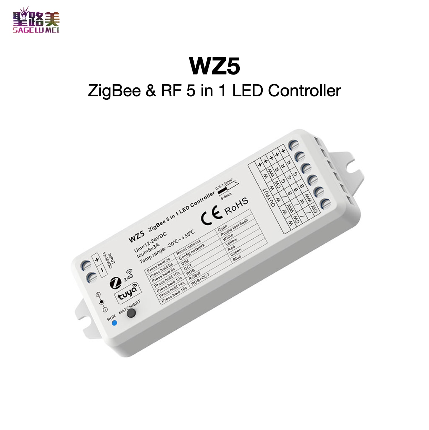 WZ5 ZigBee & RF 5 in 1 LED Ʈѷ DC 12-24V 5 ä..